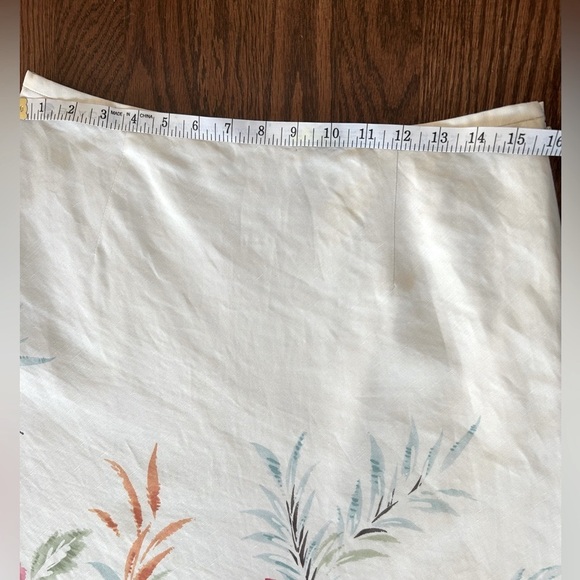 Talbots Linen Cotton Blend A-Line Off White & Floral Midi Skirt Size 12 - Picture 9 of 12
